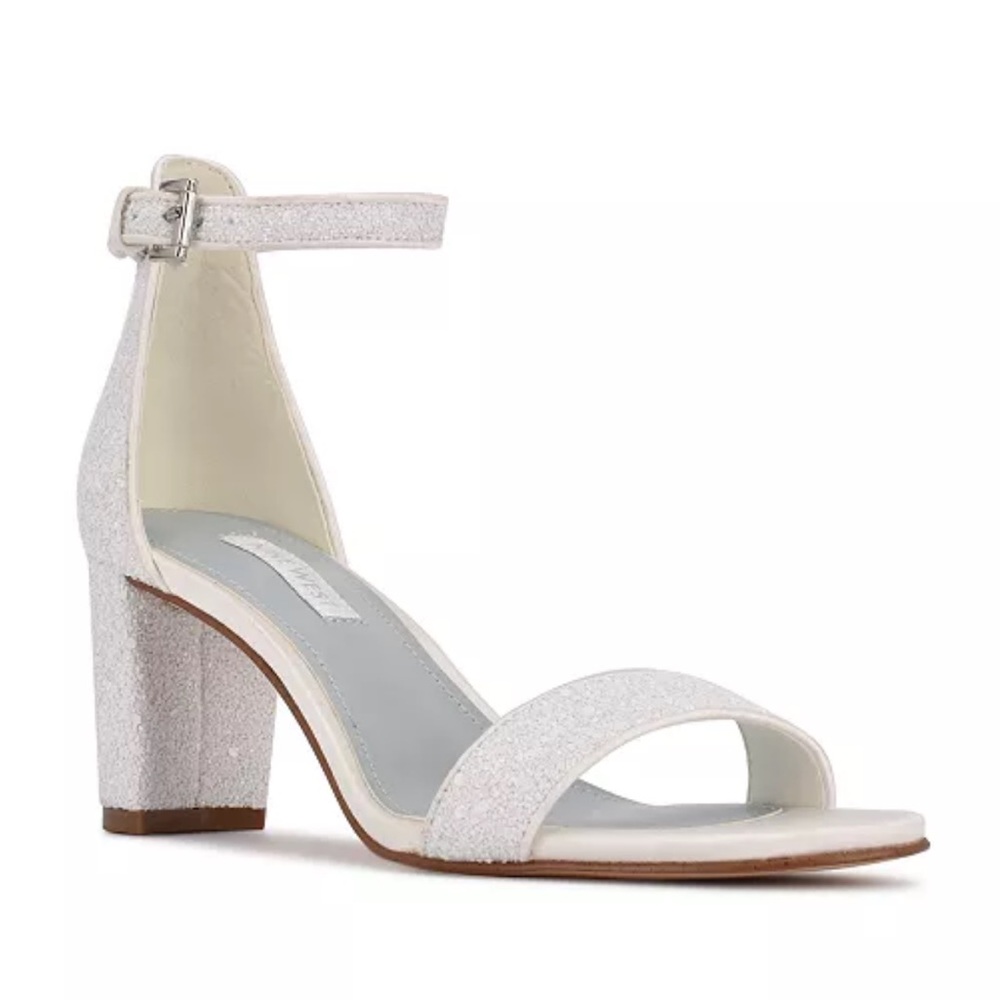 Nine West White Block Heel